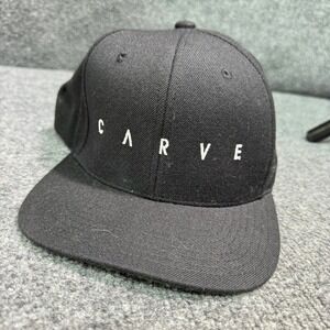 Carve Snapback Hat Mens OSFM Black Yupoong Wool Blend Flat Brim Embroidered Logo
